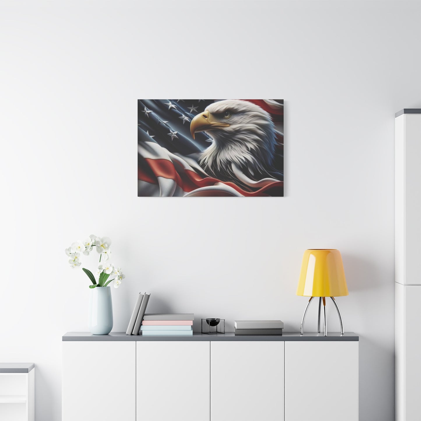 Patriotic Eagle Gallery Wrapped Canvas Art - American Flag Wall Decor - Red White Blue - USA Pride - Holiday Gift - 4th of July Home Decoration - Veteran Gift - USA Theme Art - Print On Sides - Mirror Sides -