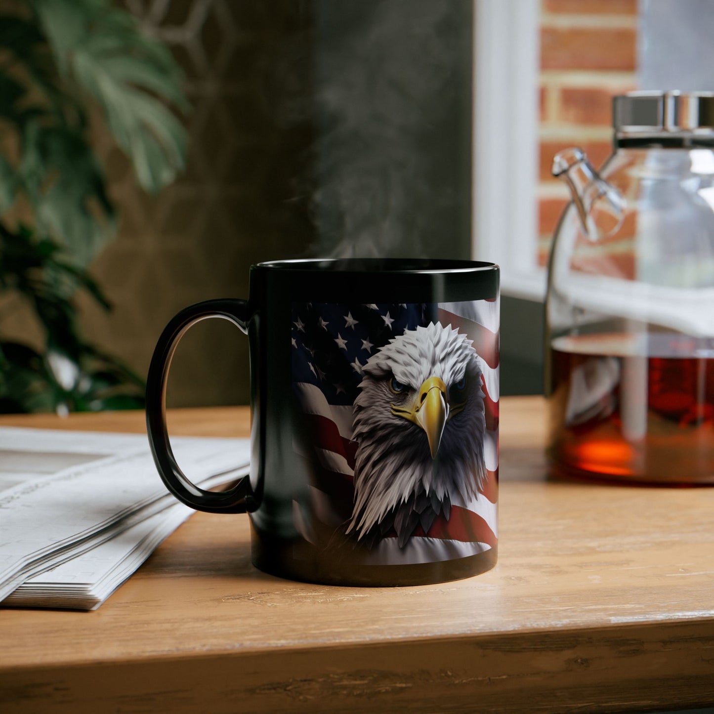 Patriotic Mug, Memorial Day Gift, American Flag, Bald Eagle, 11oz, Thank You For Your Service!