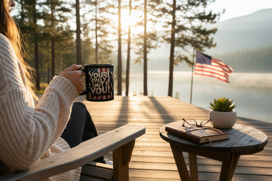 Your Only Limit Is You Black Ceramic Mug - Motivational American Flag