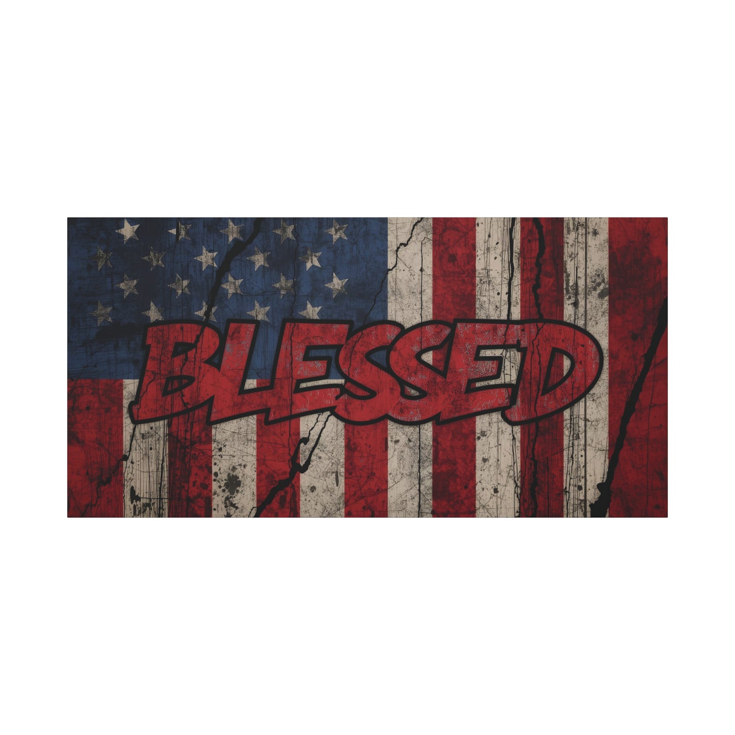 Blessed Patriotic Canvas Wall Art, Americana Decor, Home Wall Decoration, Rustic Flag Artwork, US Flag Decor
