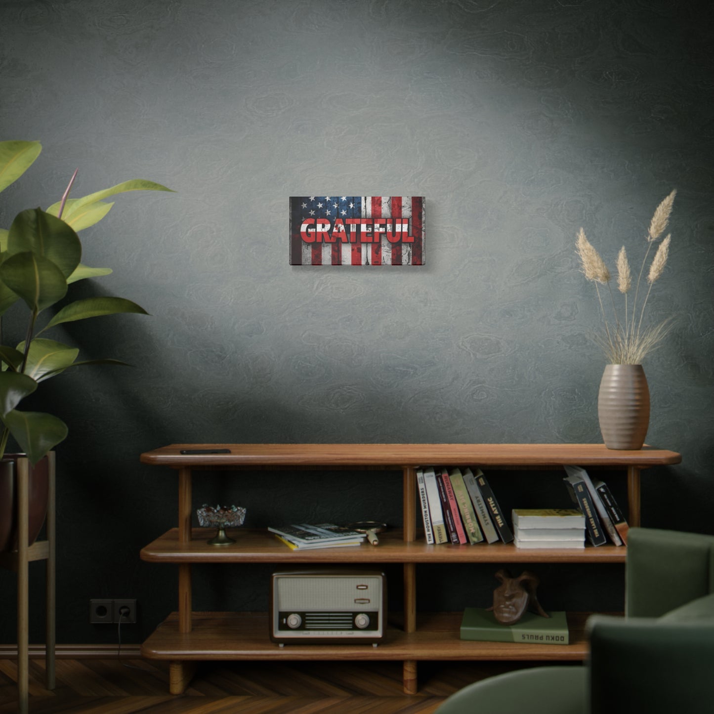 Grateful American Flag Wall Art | Patriotic Canvas Decor, Home Wall Decor, Inspirational Gift, 4th of July Decoration, Veteran's Day