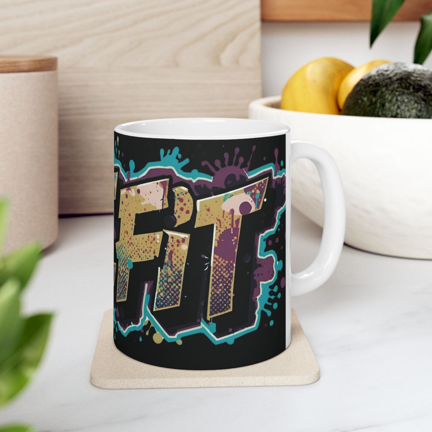 Vibrant - Live Fit Design - White Ceramic Mug - 2 Convenient Sizes - 11oz - 15oz -