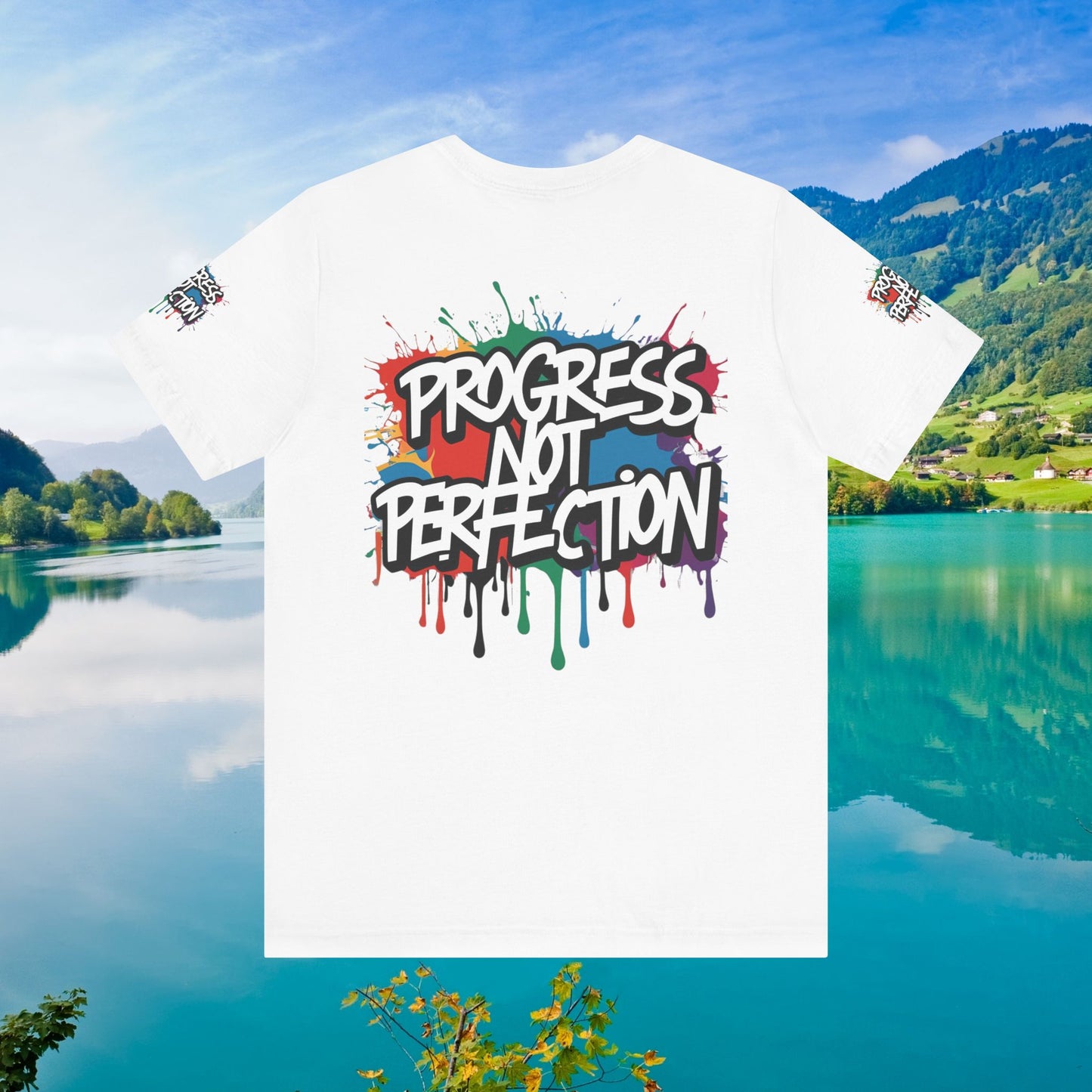💥 Vibrant 💥 Eye-catching 💥 Motivational 💥 All Over Print 💥 Unisex T-shirt 💥 Progress Not Perfection 💥 Art-Inspired 💥 Apparel 💥 Sizes XS x 4XL 💥