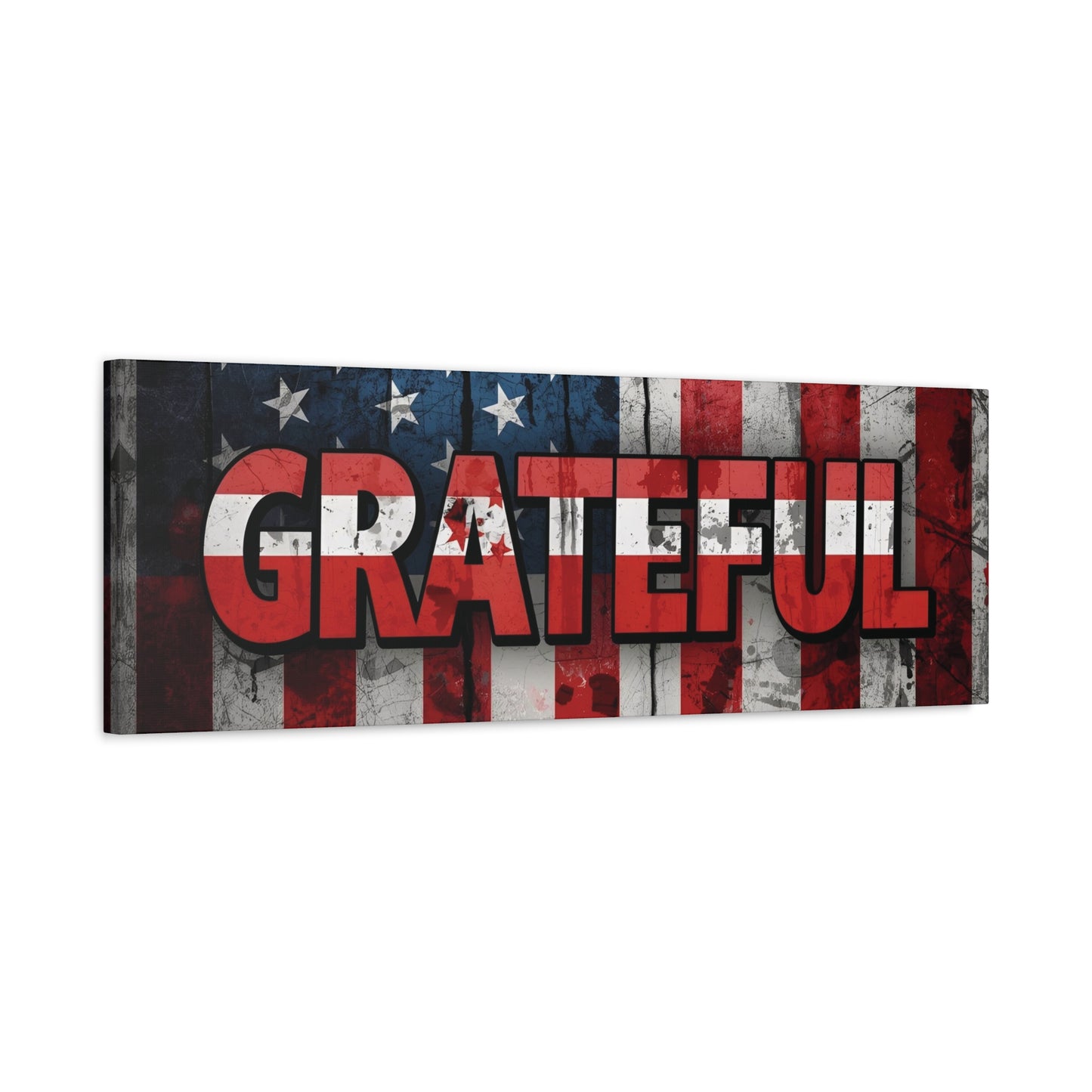 Grateful American Flag Wall Art | Patriotic Canvas Decor, Home Wall Decor, Inspirational Gift, 4th of July Decoration, Veteran's Day
