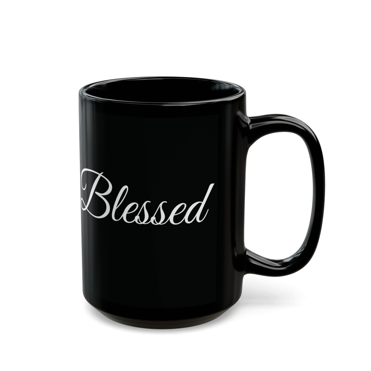 Inspirational Blessed White Print Black Mug 11oz & 15oz