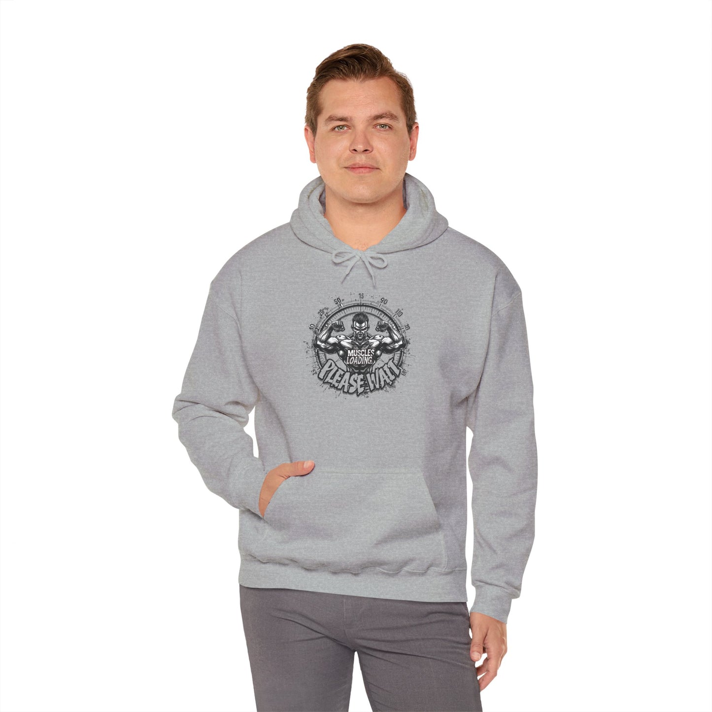 Unisex - Muscles Loading…Please Wait - Heavy Blend™ Hooded Sweatshirt - Motivational Fitness Hoodie - Workout Sweatshirt - Gym Apparel - Inspirational Gift - Holiday Gift