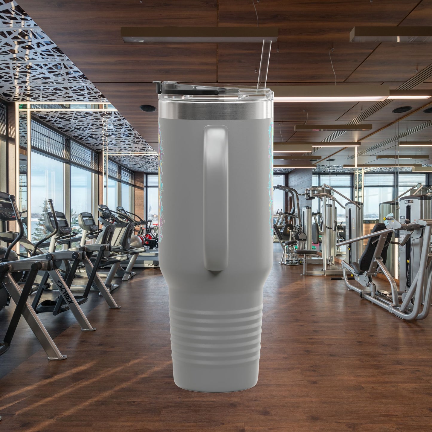 Insulated Travel Mug, Live Fit, 40oz Fitness Water Bottle, Gym Coffee Cup, Durable Travel Tumbler, Motivational Drinkware
