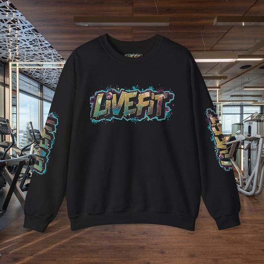 Live Fit Crewneck Sweatshirt - Trendy Fitness Apparel - Unisex Casual Wear - Sports Gift - Workout Fashion - Street Style Sweatshirt -
