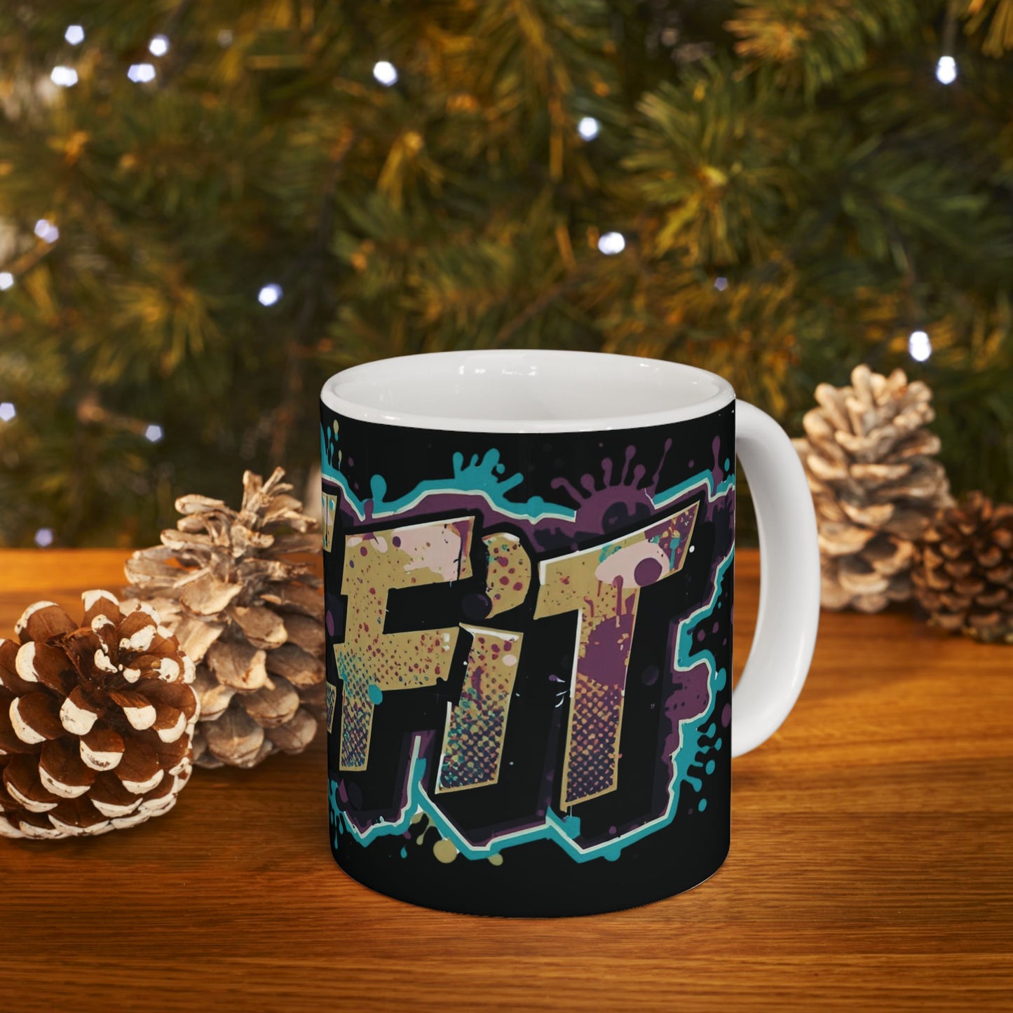 Vibrant - Live Fit Design - White Ceramic Mug - 2 Convenient Sizes - 11oz - 15oz -