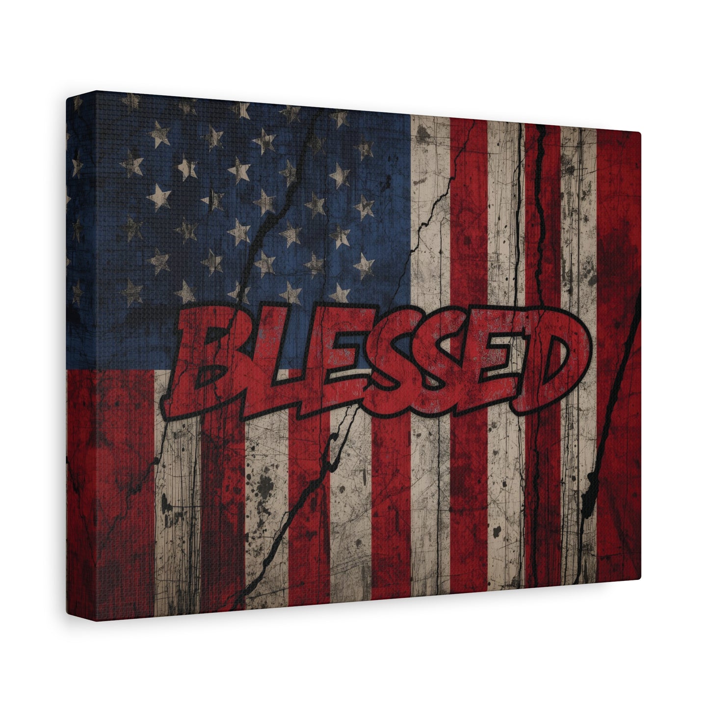 Blessed Patriotic Canvas Wall Art, Americana Decor, Home Wall Decoration, Rustic Flag Artwork, US Flag Decor