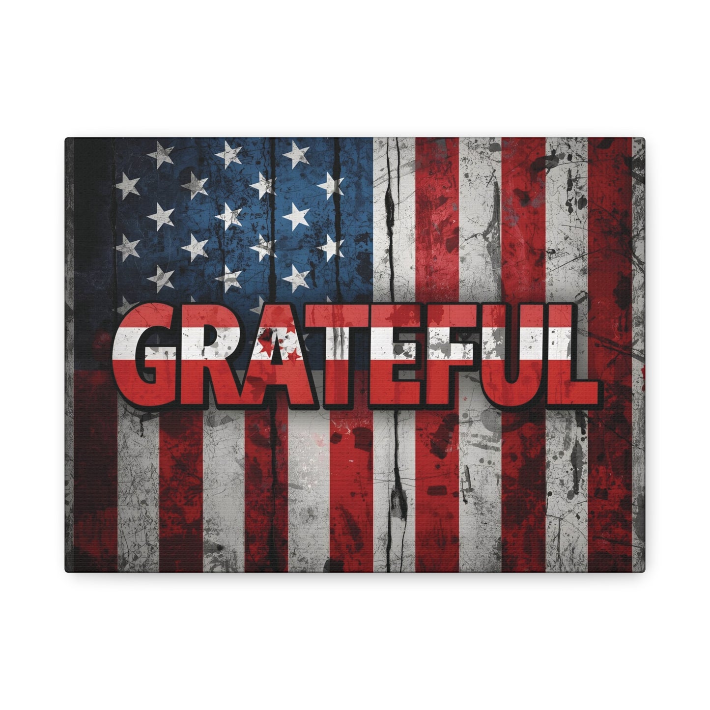 Grateful American Flag Wall Art | Patriotic Canvas Decor, Home Wall Decor, Inspirational Gift, 4th of July Decoration, Veteran's Day
