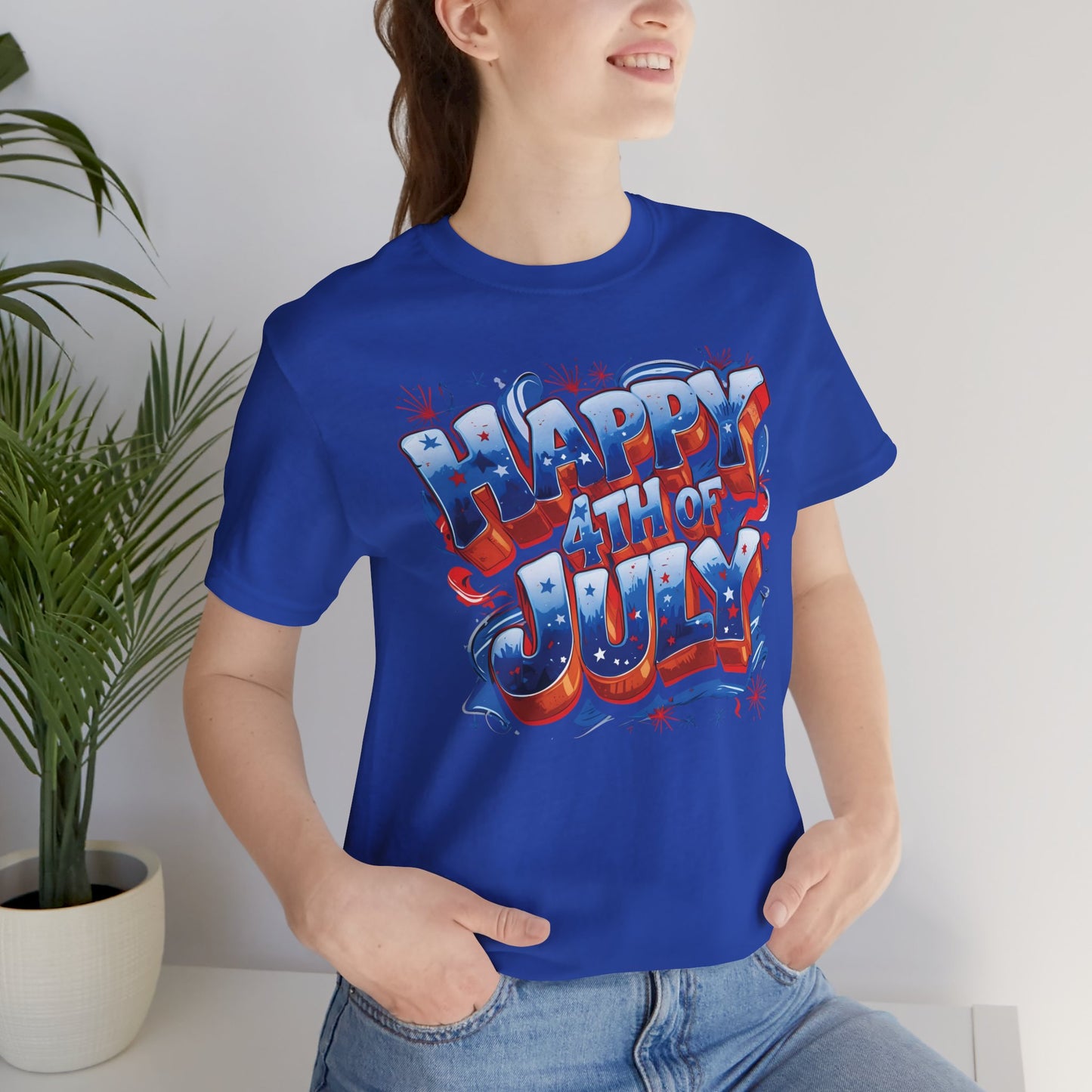 Happy 4th Of July, Print Design T-Shirt, Independence Day, American Flag, Bald Eagle, Red White Blue