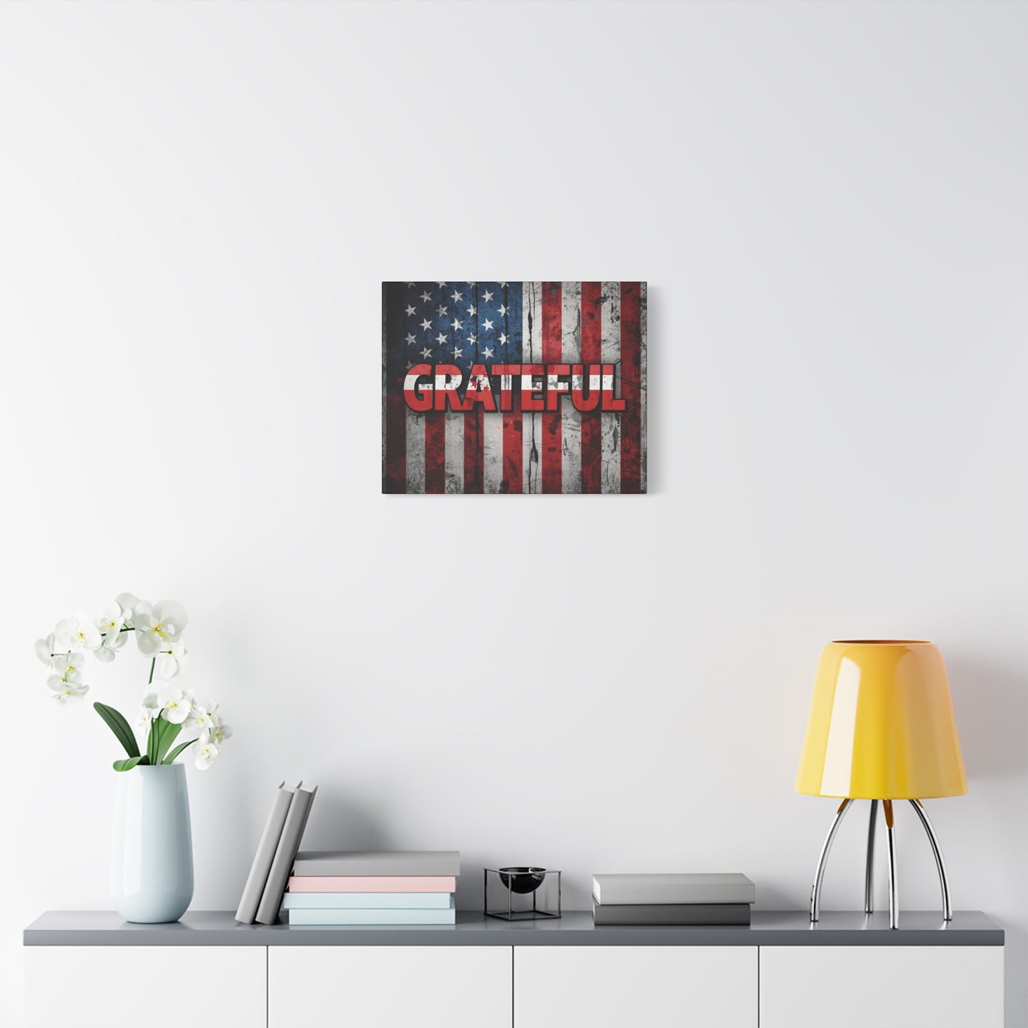 Grateful American Flag Wall Art | Patriotic Canvas Decor, Home Wall Decor, Inspirational Gift, 4th of July Decoration, Veteran's Day