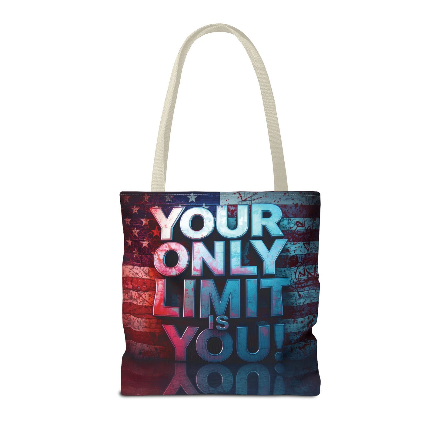 Motivational Tote Bag, Your Only Limit is You!, Inspirational Gift, USA Flag Design, Eco-Friendly Everyday Tote