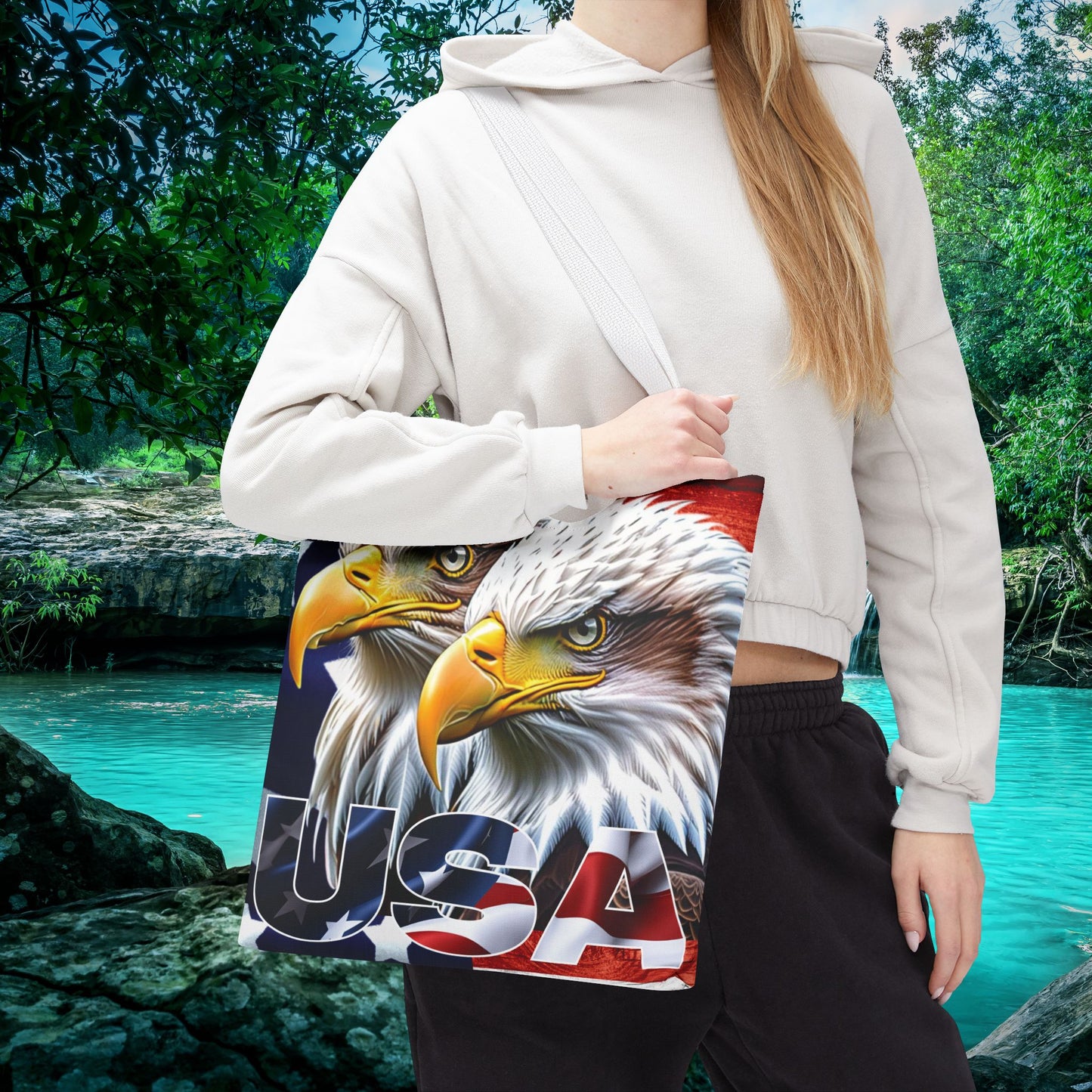 ๐บ๐ธ Patriotic ๐บ๐ธ USA ๐บ๐ธ Bald Eagles ๐บ๐ธ Tote Bag ๐บ๐ธ All Over Print ๐บ๐ธ American Flag Design ๐บ๐ธ Five Different Handle Colors ๐บ๐ธ Red ๐บ๐ธ Navy ๐บ๐ธ Black ๐บ๐ธ Beige ๐บ๐ธ White