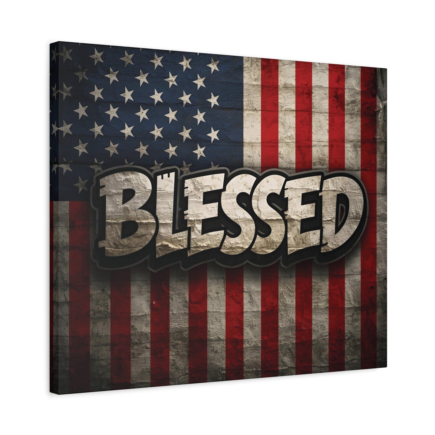 Blessed American Flag Canvas Wall Art, Patriotic Home Decor, Inspirational Gift, Rustic Wall Decor, Americana Artwork