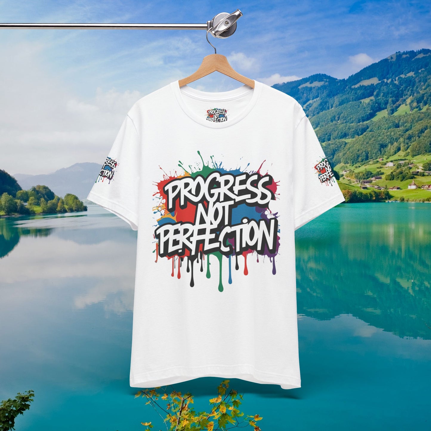 💥 Vibrant 💥 Eye-catching 💥 Motivational 💥 All Over Print 💥 Unisex T-shirt 💥 Progress Not Perfection 💥 Art-Inspired 💥 Apparel 💥 Sizes XS x 4XL 💥