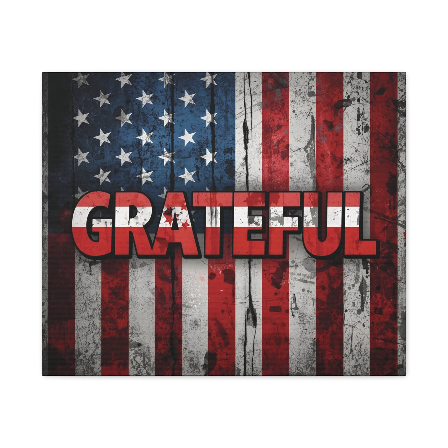 Grateful American Flag Wall Art | Patriotic Canvas Decor, Home Wall Decor, Inspirational Gift, 4th of July Decoration, Veteran's Day