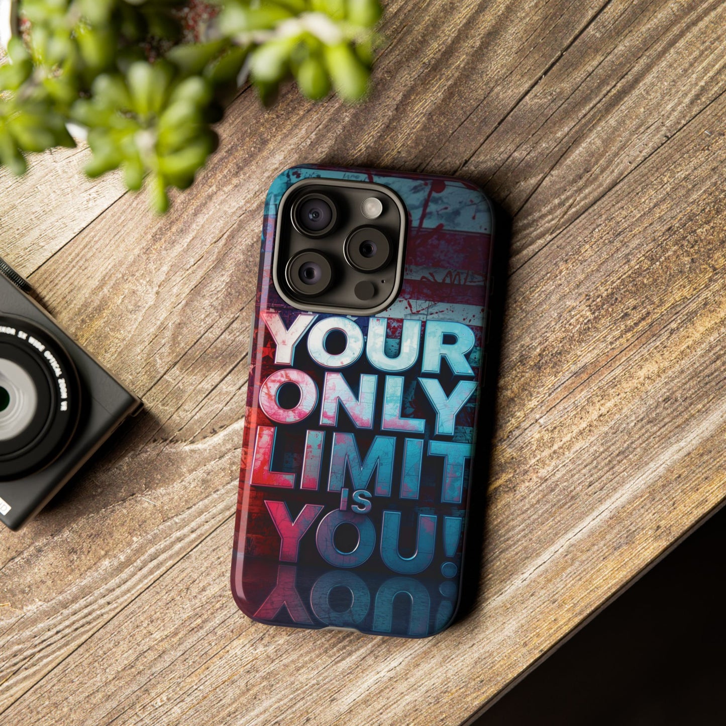 Tough Cases Phone Case -Your Only Limit Is You! Motivational Design, Inspirational Gift, Customizable Cover, USA Flag, Adventure Vibes