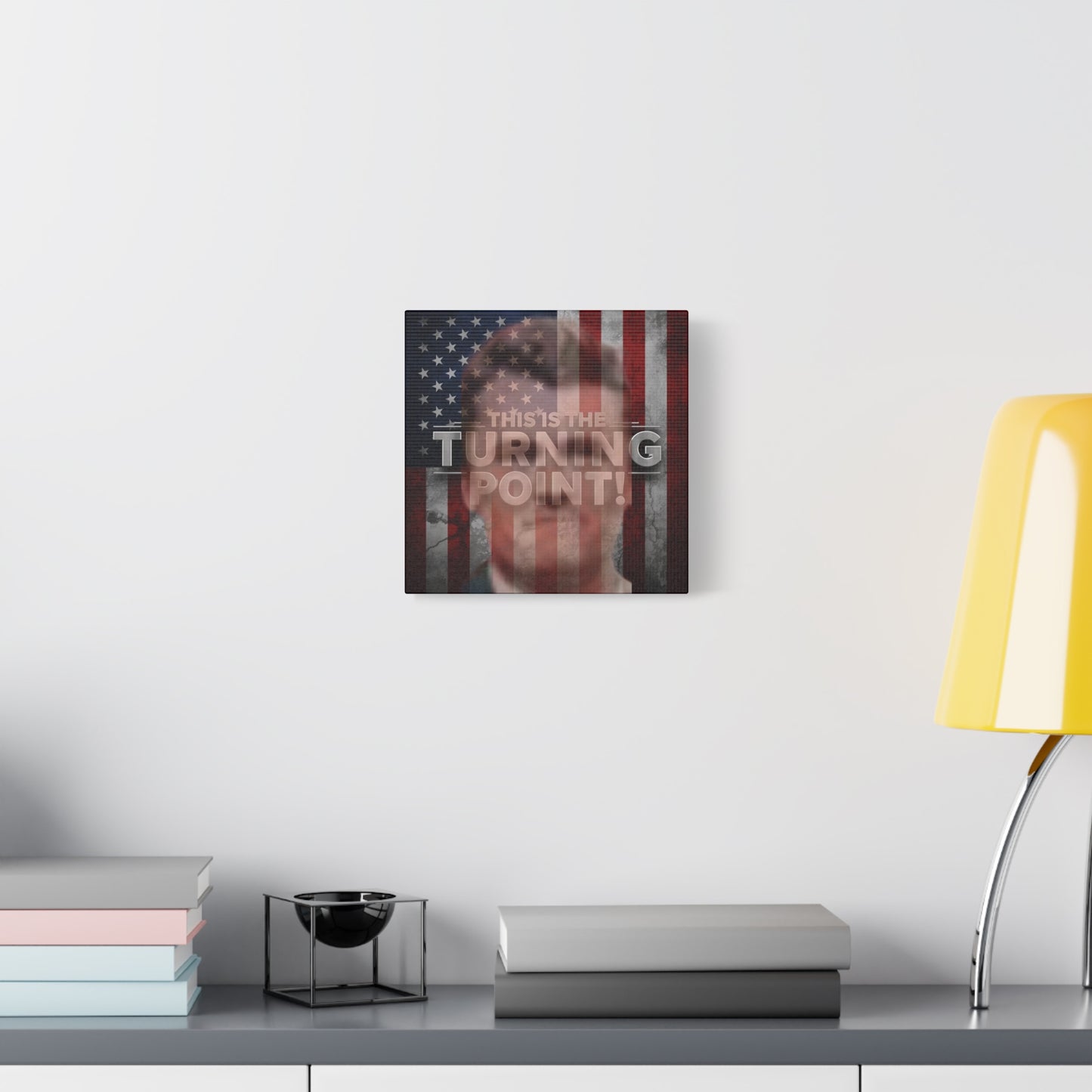 Inspirational Gallery Wrap Canvas Wall Art - Motivational Home Decor - Charlie Kirk - This Is The Turning Point! Artwork - Unique Gift Idea - American Flag Backdrop Design