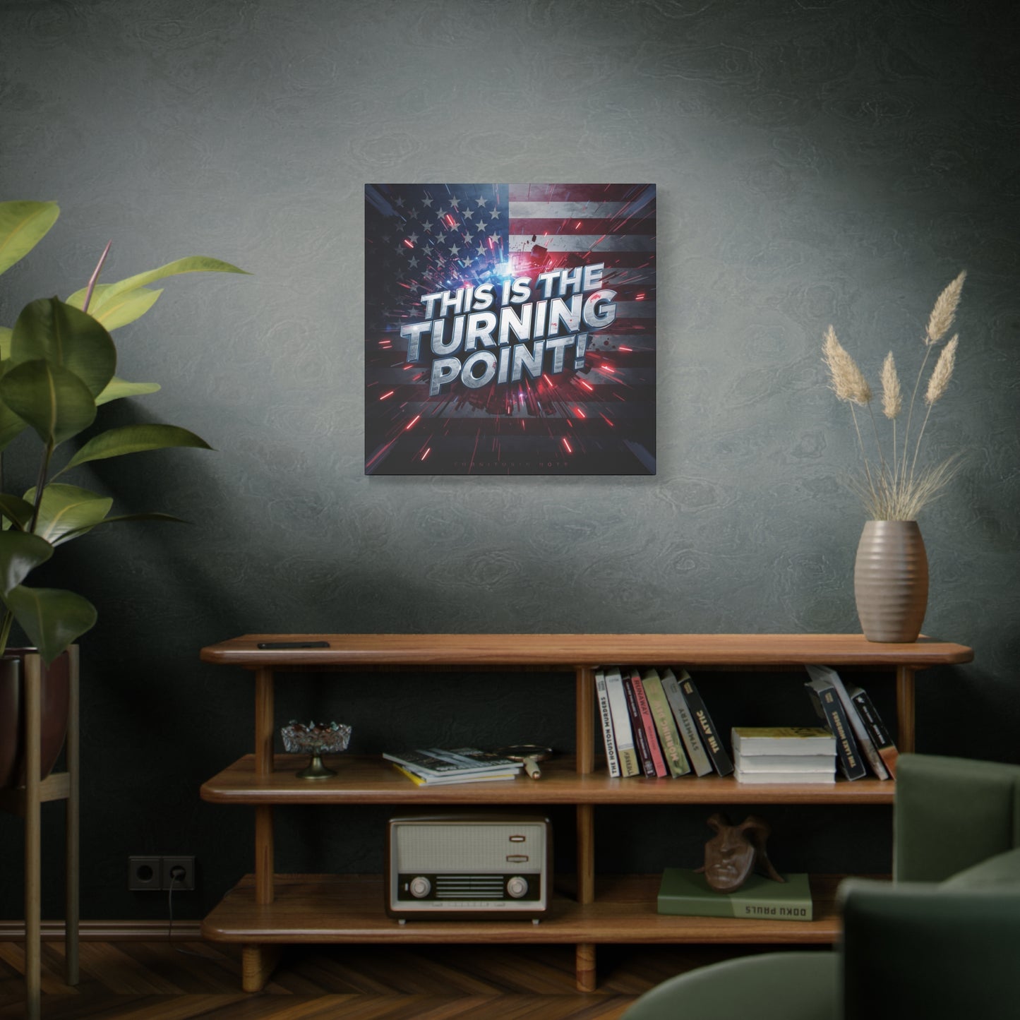 Canvas Print - Patriotic Wall Art - Stunning - Red White Blue - American Flag Backdrop - Charlie Kirk Inspired - This Is The Turning Point! - Multiple Sizes -