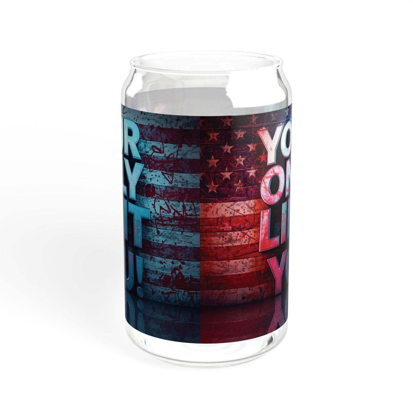 Inspirational Your Only Limit Is You! Sipper Glass - 16oz - Motivational Drinkware - USA Flag Design - Perfect for Gym - Home - Gifts