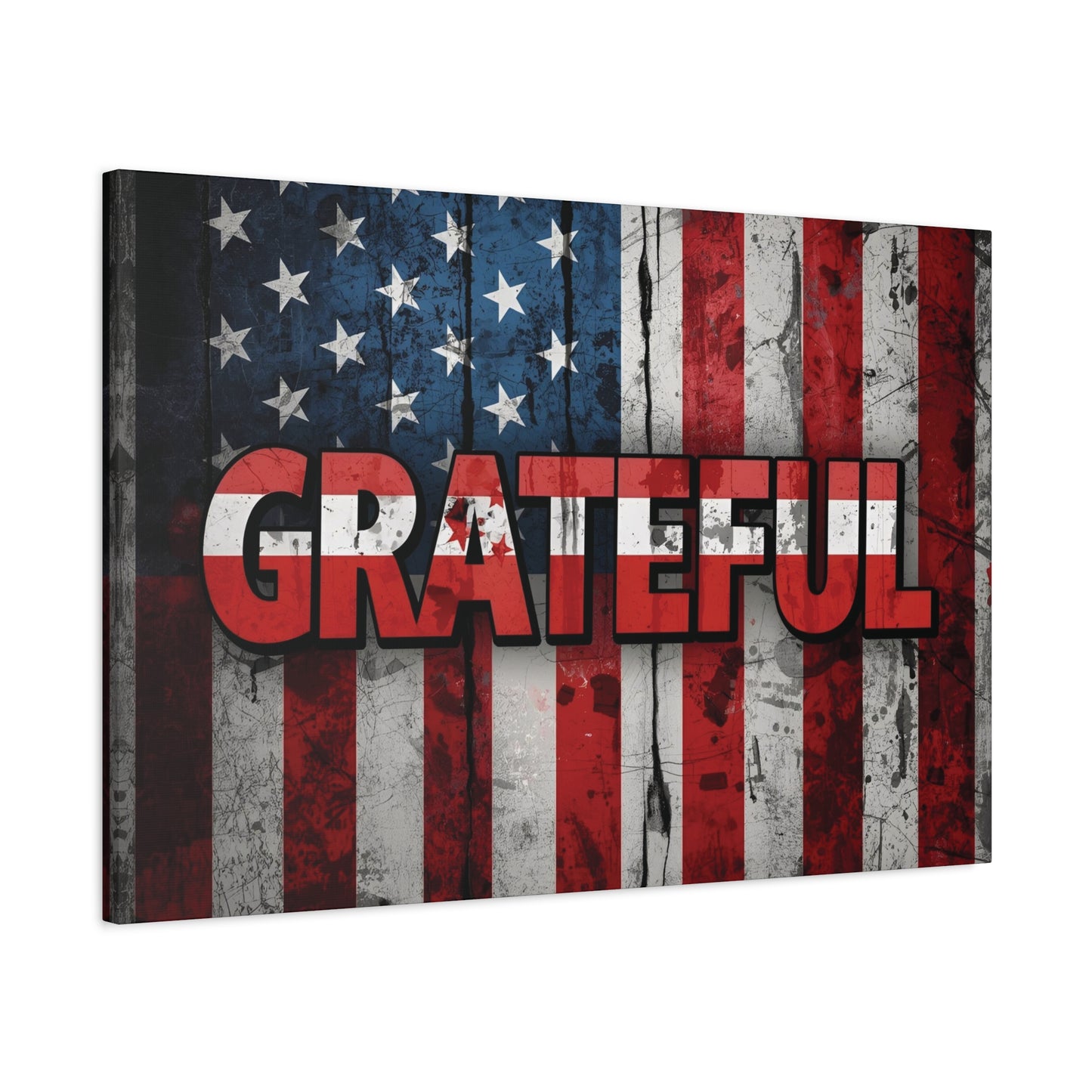 Grateful American Flag Wall Art | Patriotic Canvas Decor, Home Wall Decor, Inspirational Gift, 4th of July Decoration, Veteran's Day