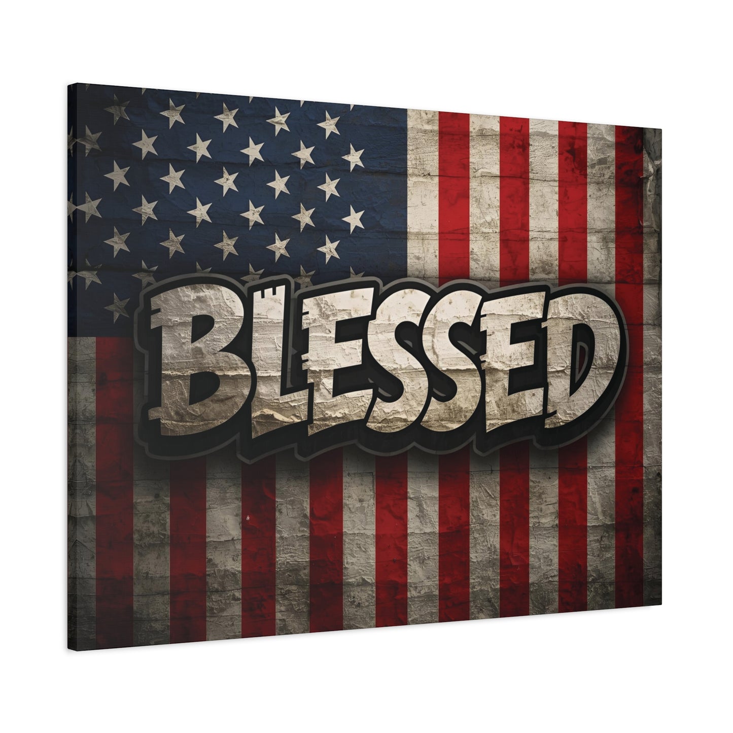 Blessed American Flag Canvas Wall Art, Patriotic Home Decor, Inspirational Gift, Rustic Wall Decor, Americana Artwork