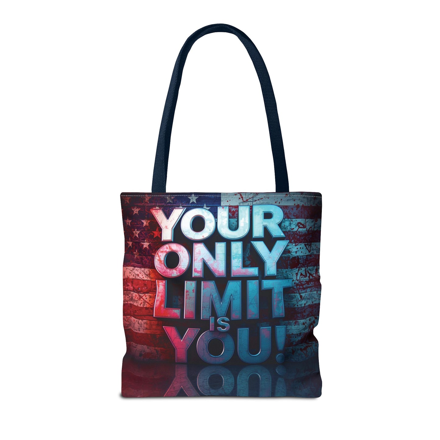 Motivational Tote Bag, Your Only Limit is You!, Inspirational Gift, USA Flag Design, Eco-Friendly Everyday Tote