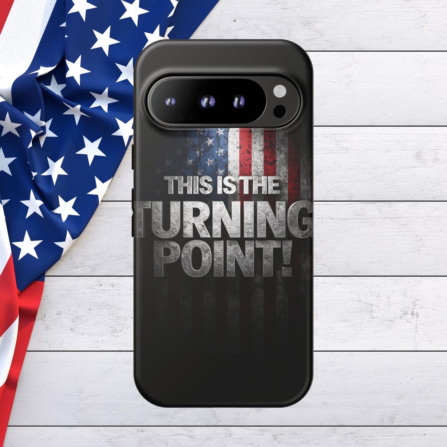 Stunning Patriotic Protective Cell Phone Case - Charlie Kirk - This Is The Turning Point! - Red White Blue - Beautiful American Flag Backdrop Design - Perfect Gift for Everyday Use, Durable Cover, Stylish Protection