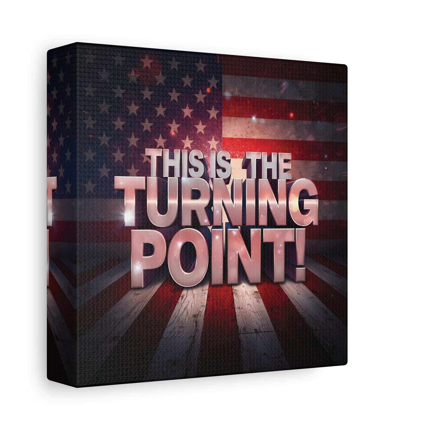 Gallery Wrapped Canvas Wall Art - Charlie Kirk Inspired - This Is The Turning Point! - Red White Blue - American Flag Backdrop Design - Multiple Sizes -