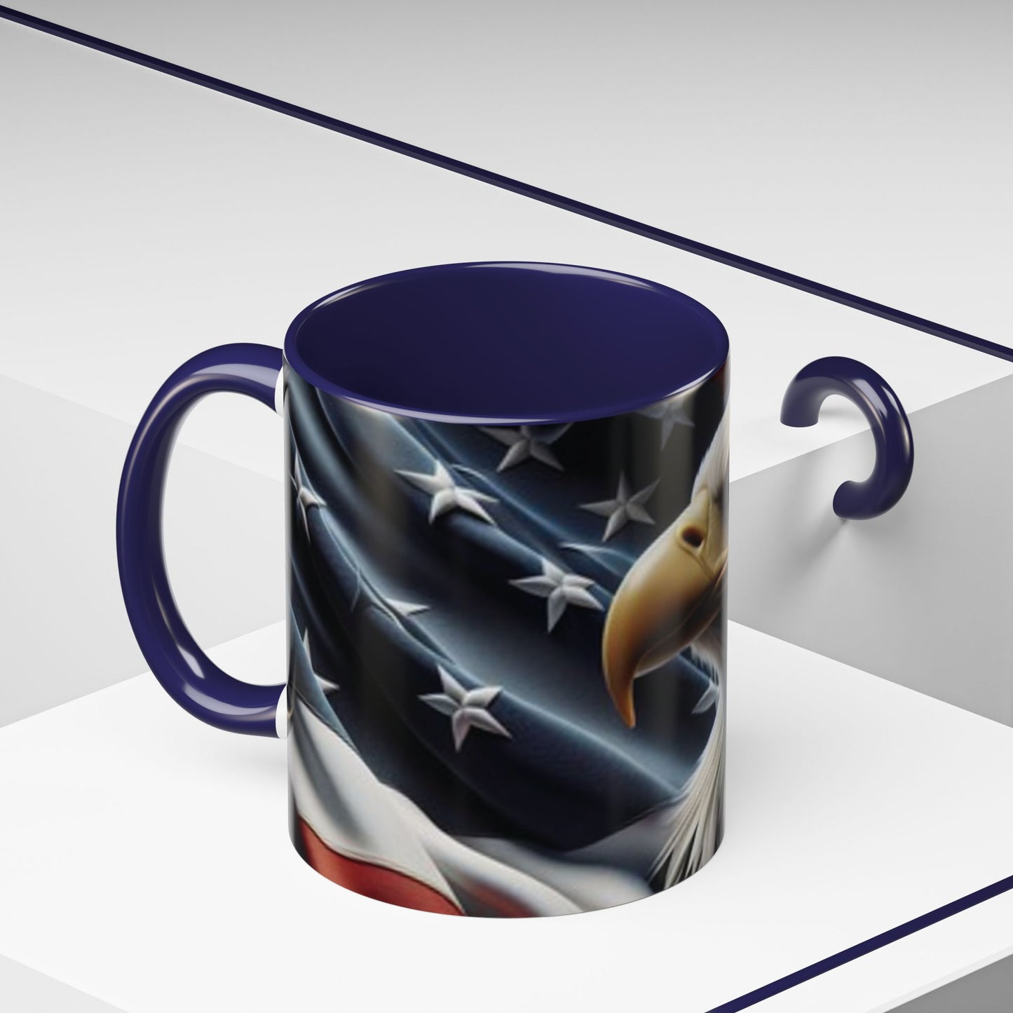 Patriotic Eagle Coffee Mug, 11oz & 15oz, US Flag Mug, Gift for Veterans, Independence Day Decor, Americana Drinkware