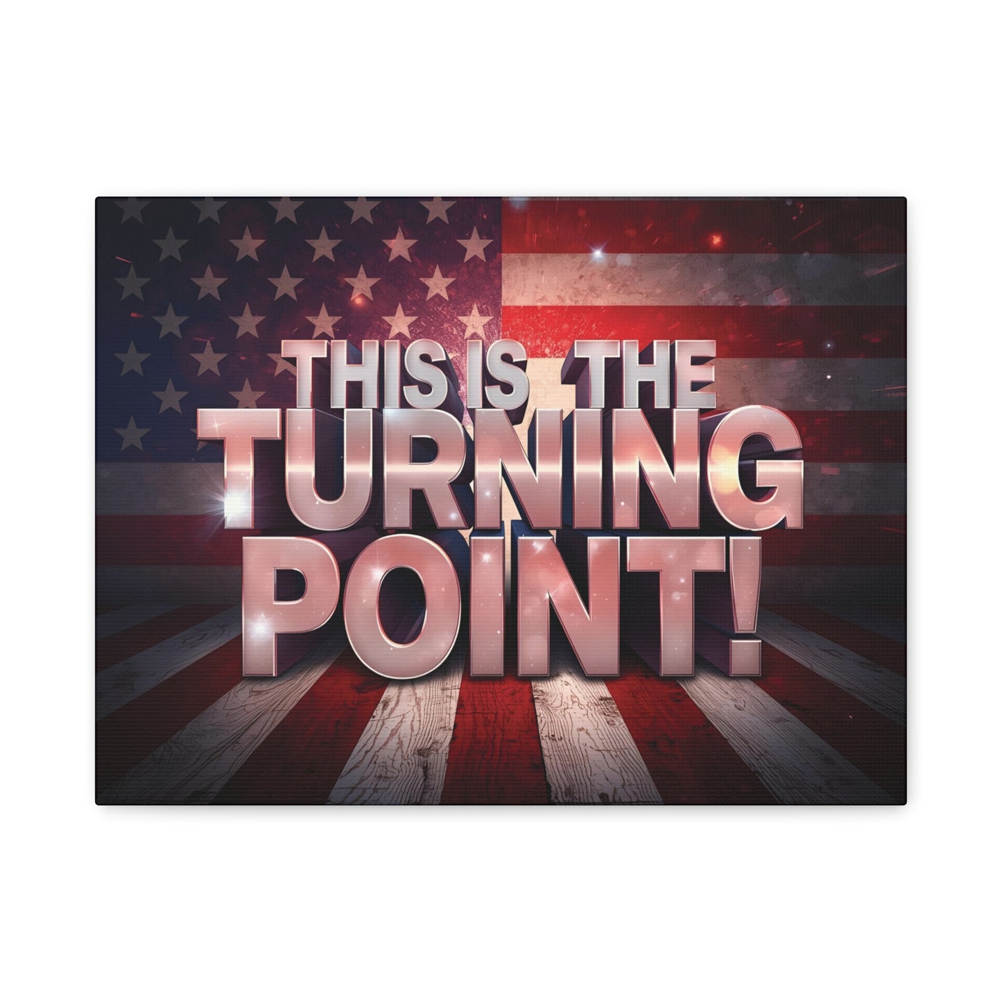 Gallery Wrapped Canvas Wall Art - Charlie Kirk Inspired - This Is The Turning Point! - Red White Blue - American Flag Backdrop Design - Multiple Sizes -
