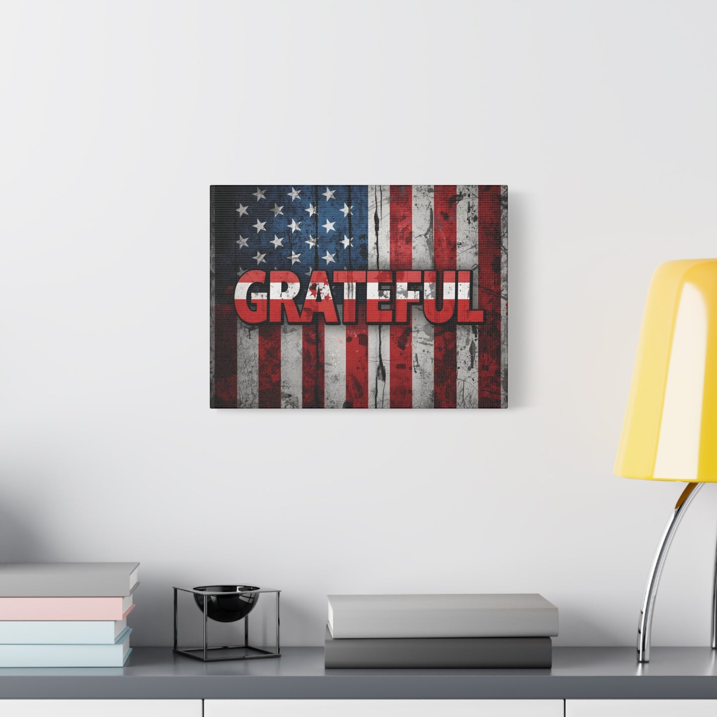 Grateful American Flag Wall Art | Patriotic Canvas Decor, Home Wall Decor, Inspirational Gift, 4th of July Decoration, Veteran's Day