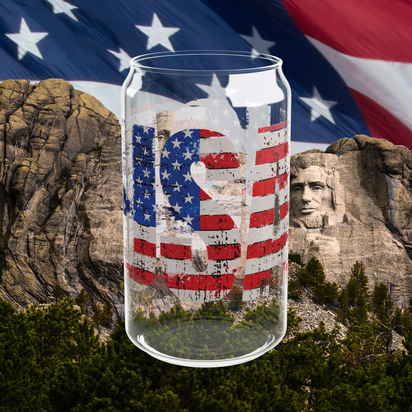 π₯ USA Pride π₯ 16 oz π₯ Clear π₯ Tempered π₯ Sipper Glass π₯Gasket-Push Bamboo Lid π₯
