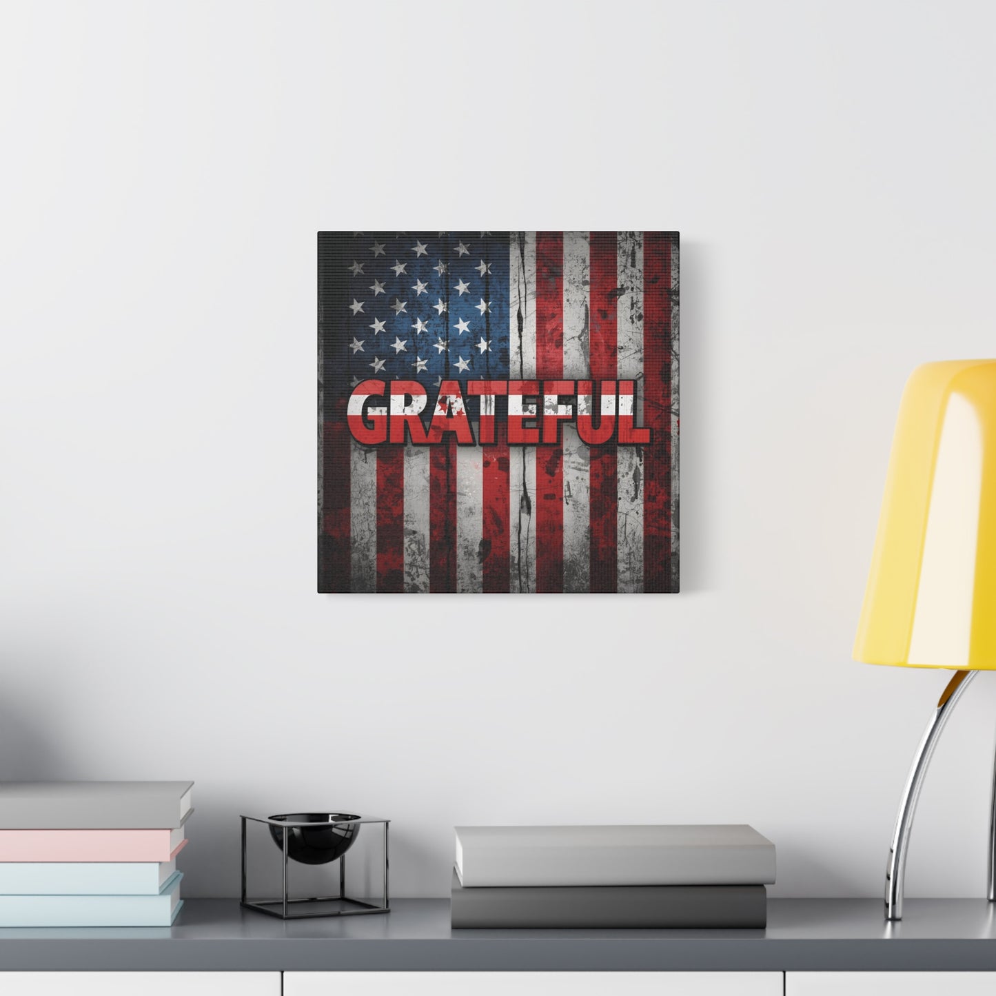 Grateful American Flag Wall Art | Patriotic Canvas Decor, Home Wall Decor, Inspirational Gift, 4th of July Decoration, Veteran's Day