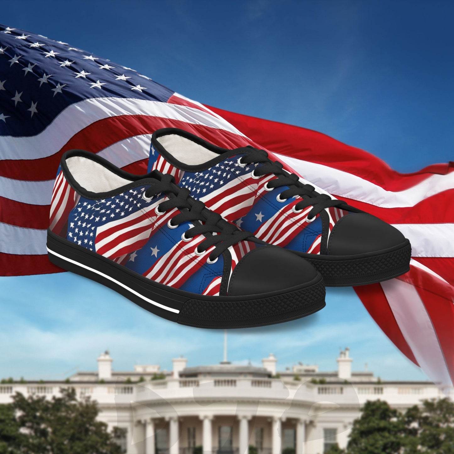 π₯π Patriotic π₯ Women's Low Top Sneakers π₯ Stars & Stripes Design π₯ White Sole & Black Sole to Choose From π₯