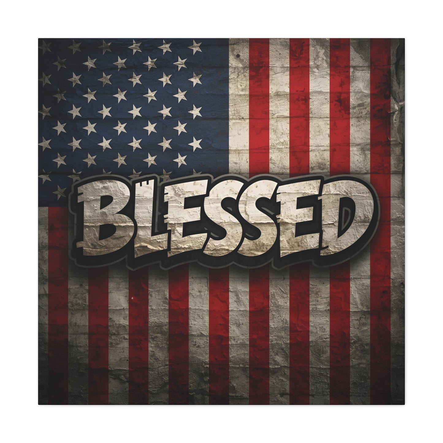 Blessed American Flag Canvas Wall Art, Patriotic Home Decor, Inspirational Gift, Rustic Wall Decor, Americana Artwork