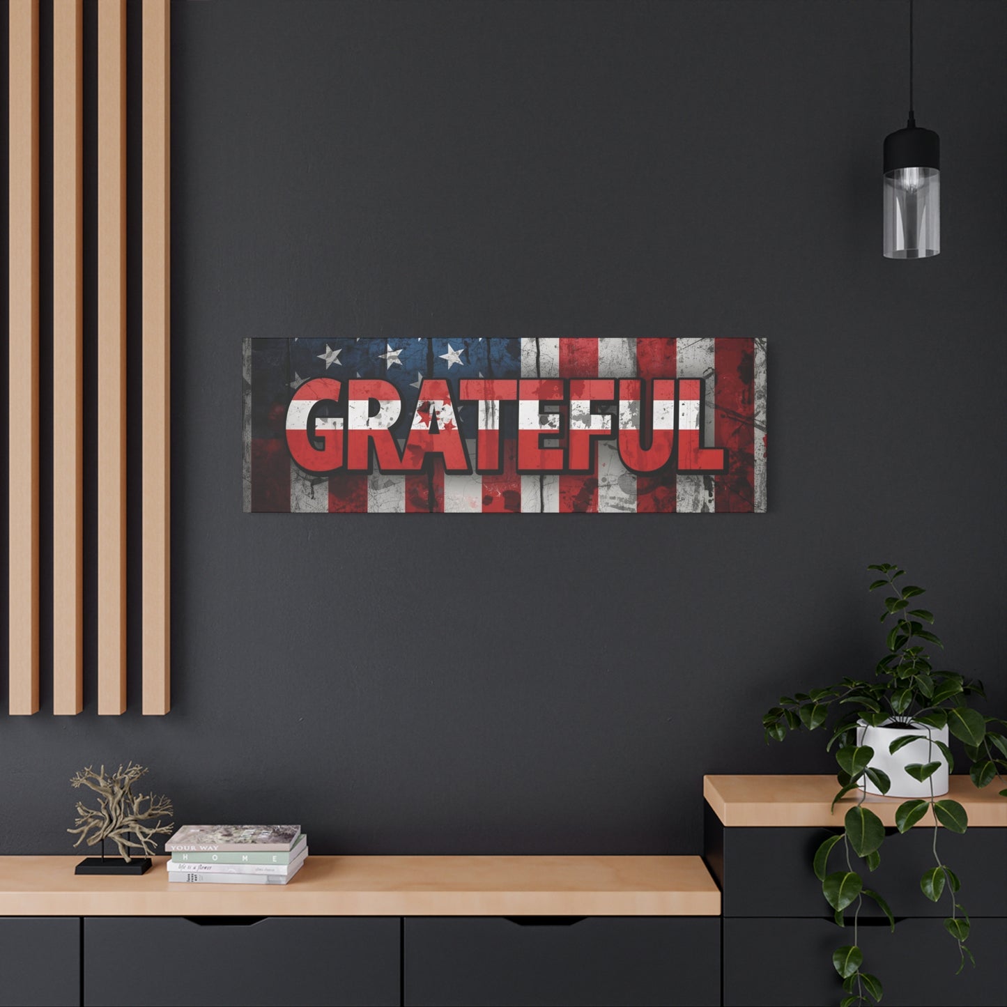 Grateful American Flag Wall Art | Patriotic Canvas Decor, Home Wall Decor, Inspirational Gift, 4th of July Decoration, Veteran's Day