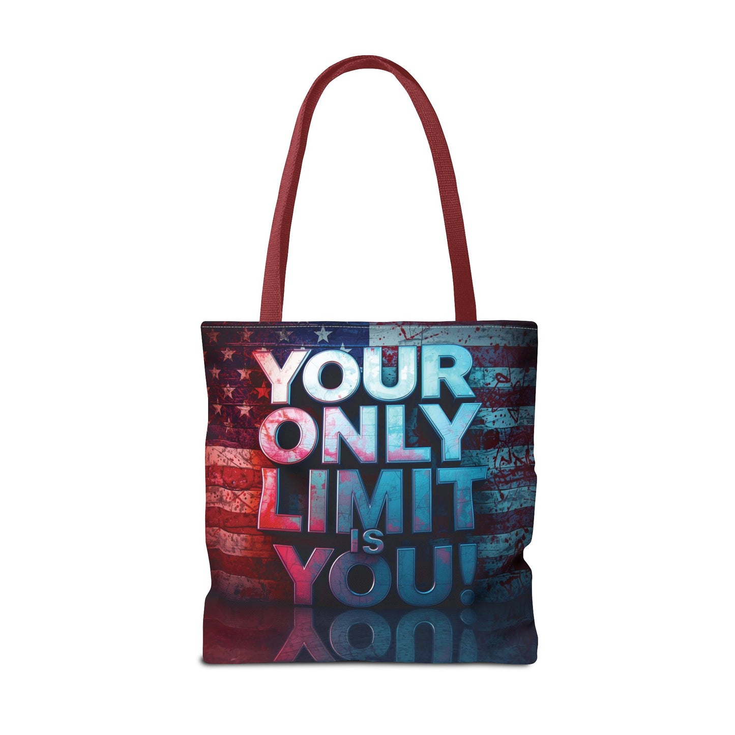 Motivational Tote Bag, Your Only Limit is You!, Inspirational Gift, USA Flag Design, Eco-Friendly Everyday Tote