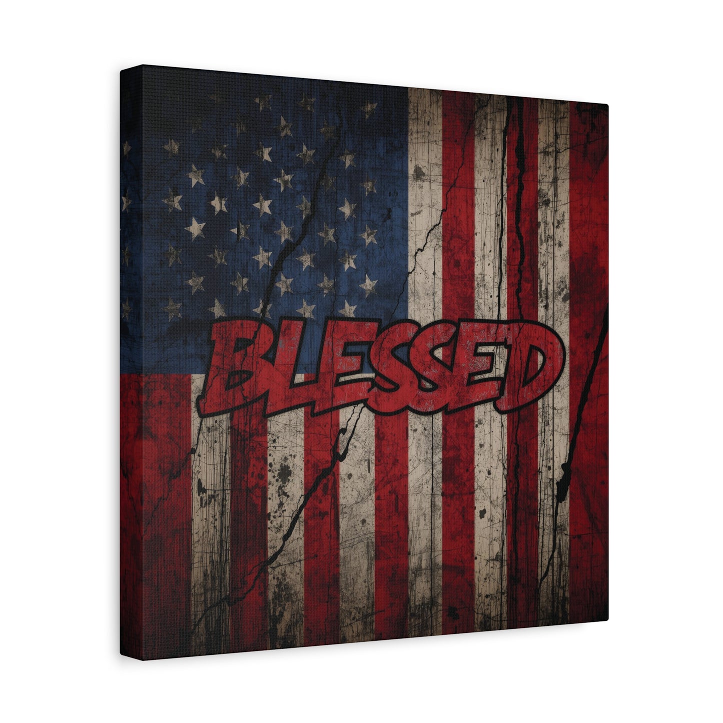 Blessed Patriotic Canvas Wall Art, Americana Decor, Home Wall Decoration, Rustic Flag Artwork, US Flag Decor
