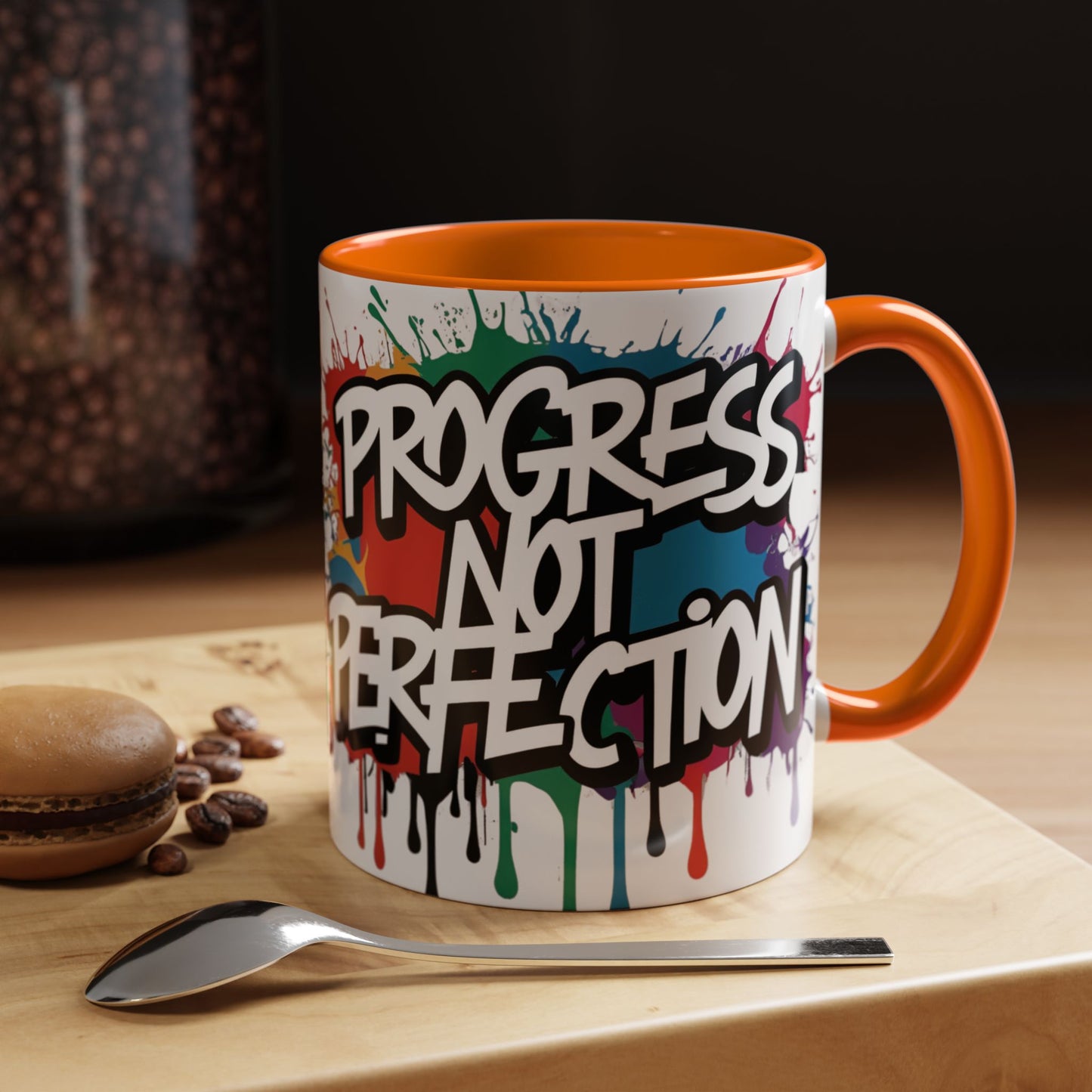 Vibrant Ceramic Mug Inspirational Let's Go! Graffiti Mug Coffee Mug Progress Not Perfection Sizes 11oz & 15oz Birthday Gift Graduation Gift 8 Different Color Options