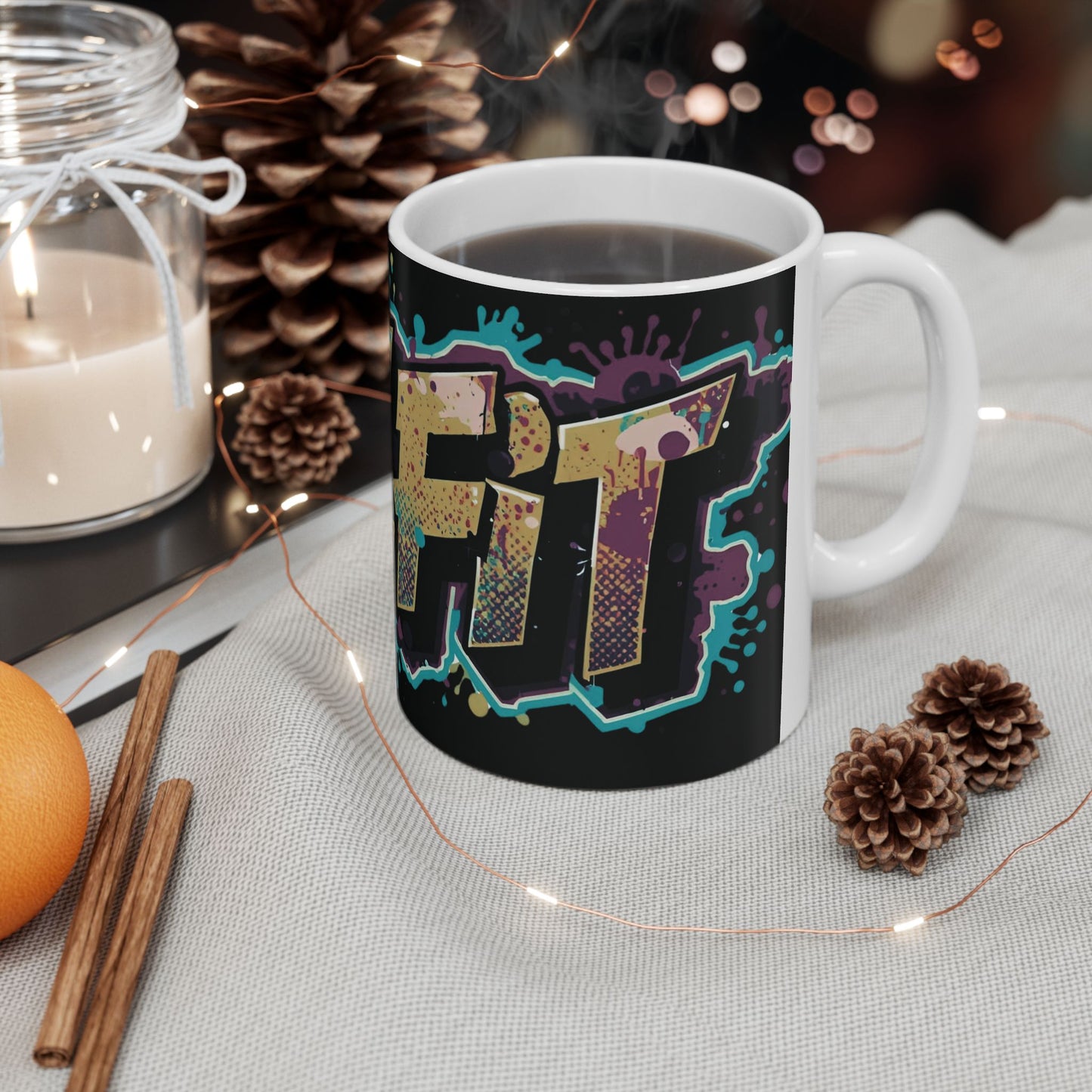 Vibrant - Live Fit Design - White Ceramic Mug - 2 Convenient Sizes - 11oz - 15oz -