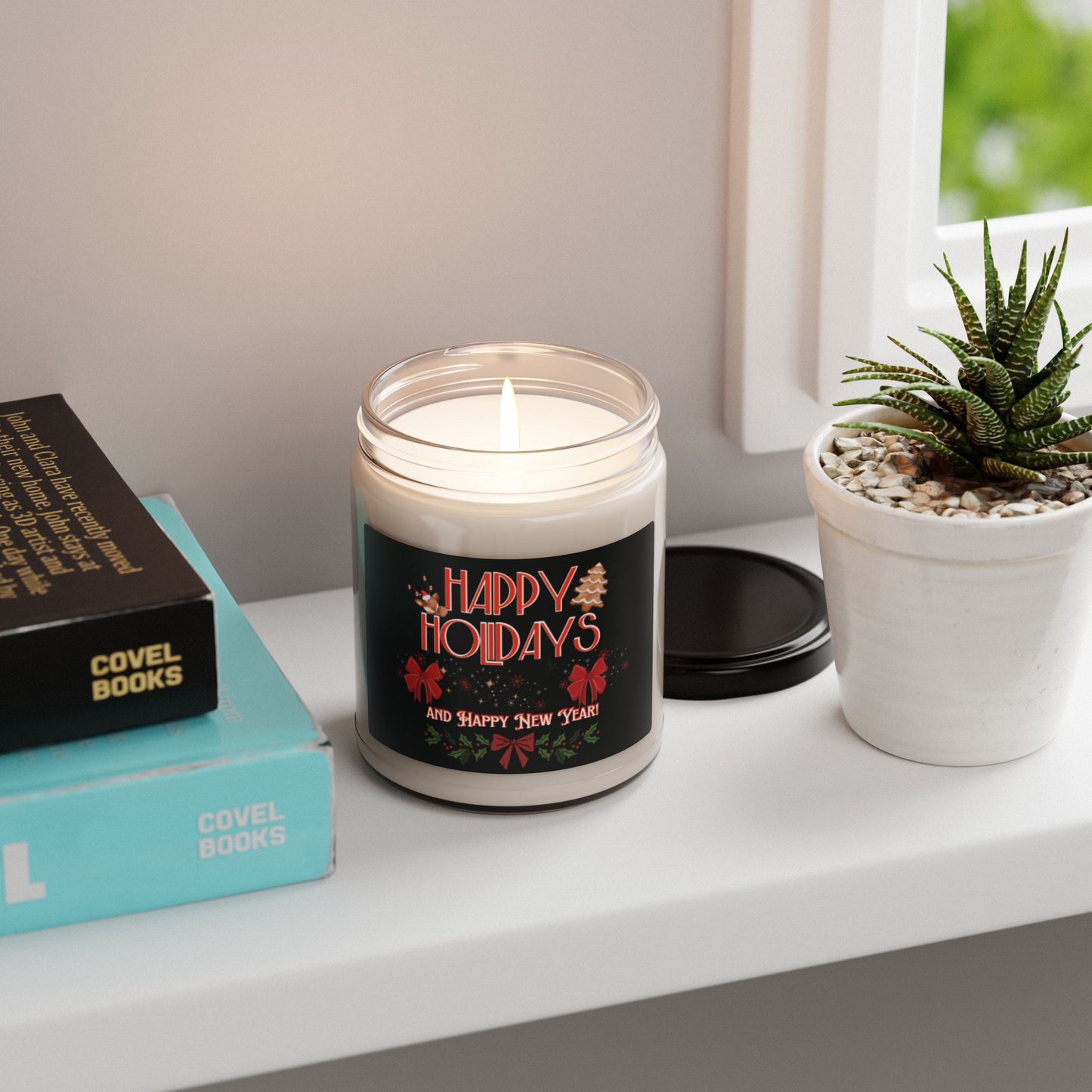 💥Happy Holidays Christmas Scented Soy Candles 9oz 💥 9 Different Aromatic Scents 💥1 Unscented 💥Eco-friendly 💥 Burn Time 50-60 Hours 💥Cinnamon - Vanilla - Clean Cotton - Apple Harvest +
