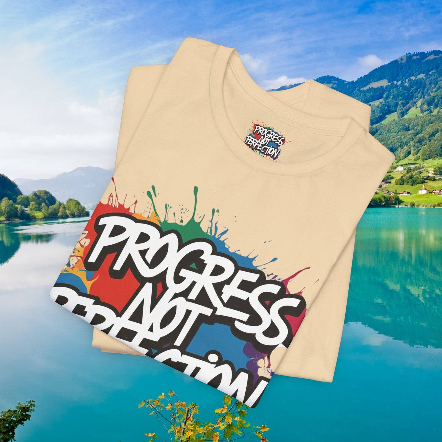 💥 Vibrant 💥 Eye-catching 💥 Motivational 💥 All Over Print 💥 Unisex T-shirt 💥 Progress Not Perfection 💥 Art-Inspired 💥 Apparel 💥 Sizes XS x 4XL 💥