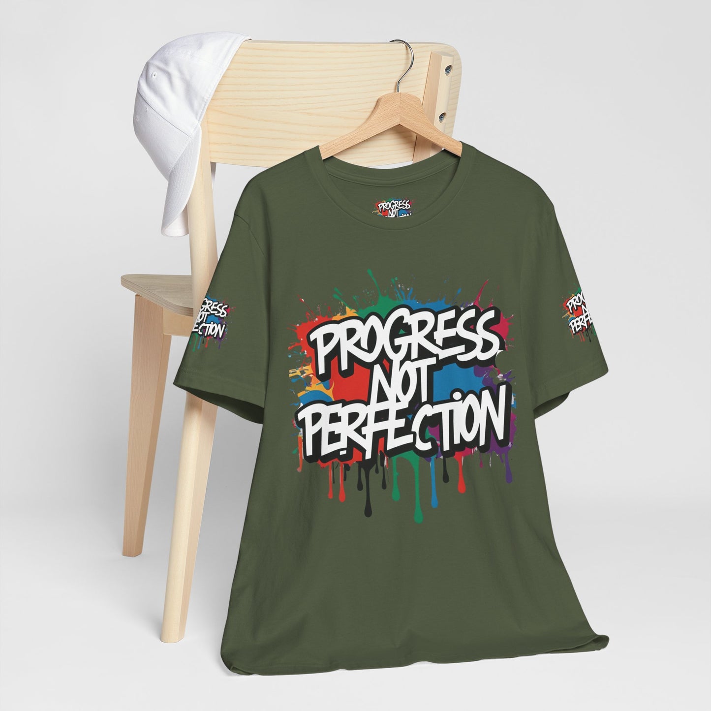 💥 Vibrant 💥 Eye-catching 💥 Motivational 💥 All Over Print 💥 Unisex T-shirt 💥 Progress Not Perfection 💥 Art-Inspired 💥 Apparel 💥 Sizes XS x 4XL 💥