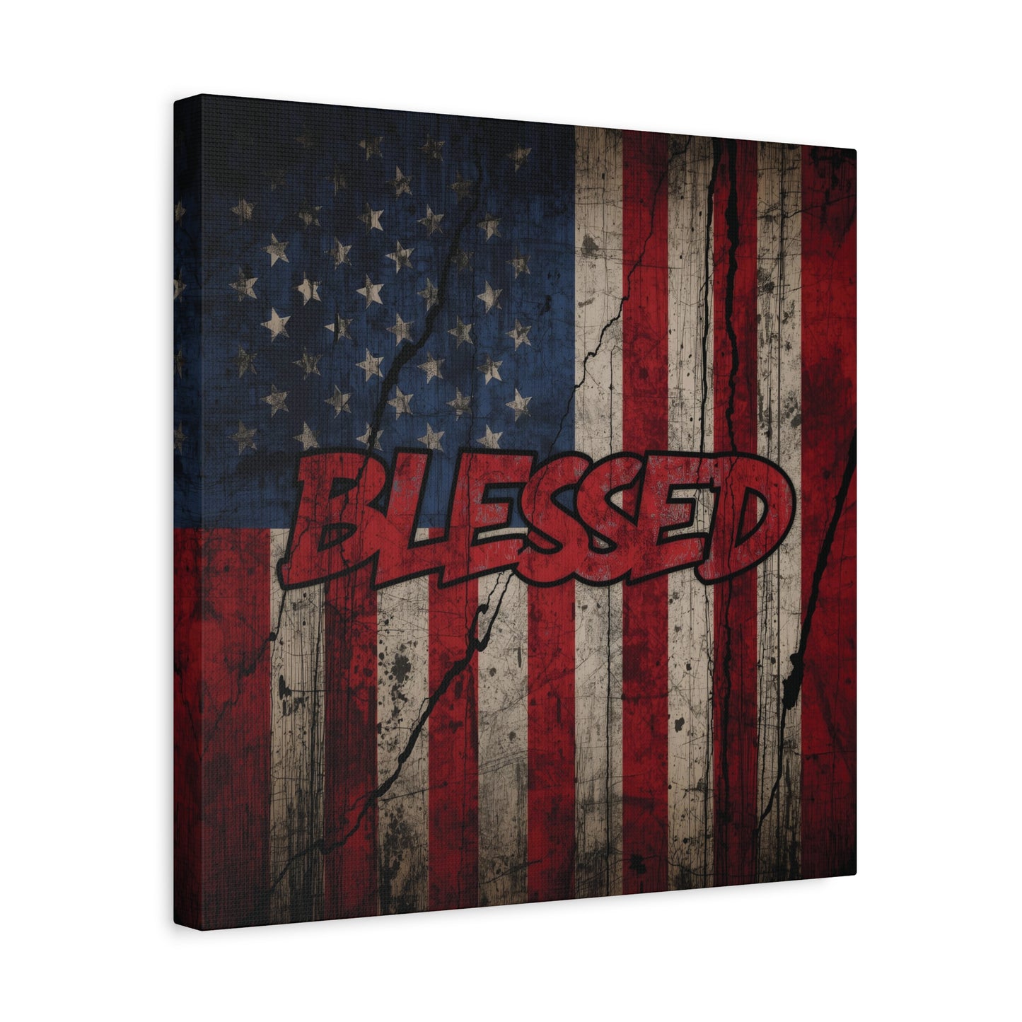 Blessed Patriotic Canvas Wall Art, Americana Decor, Home Wall Decoration, Rustic Flag Artwork, US Flag Decor