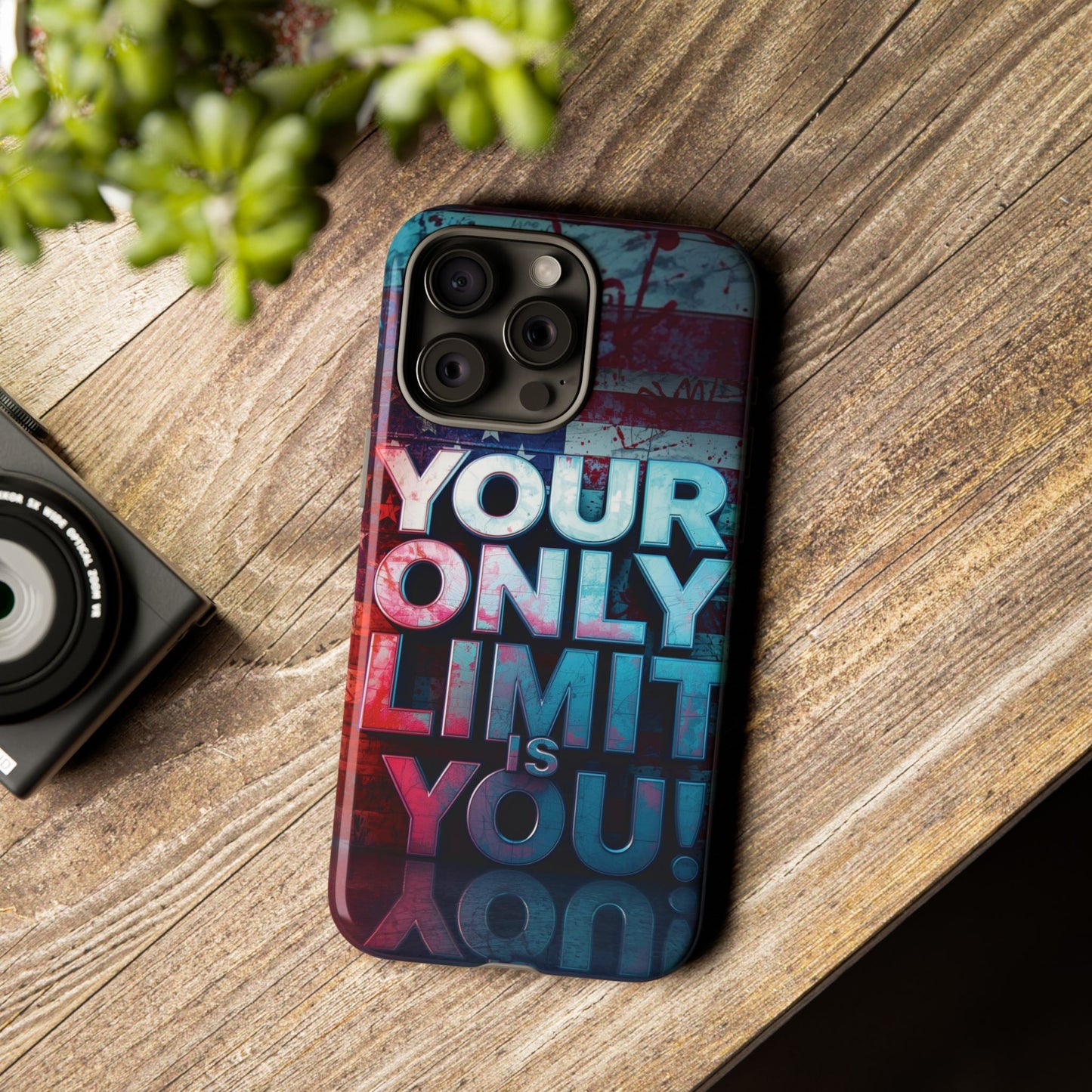 Tough Cases Phone Case -Your Only Limit Is You! Motivational Design, Inspirational Gift, Customizable Cover, USA Flag, Adventure Vibes