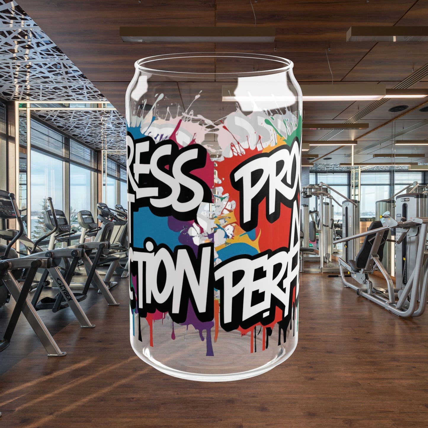 π₯ Sipper Glass 16oz π₯ Vibrant π₯ Progress Not Perfection Design π₯