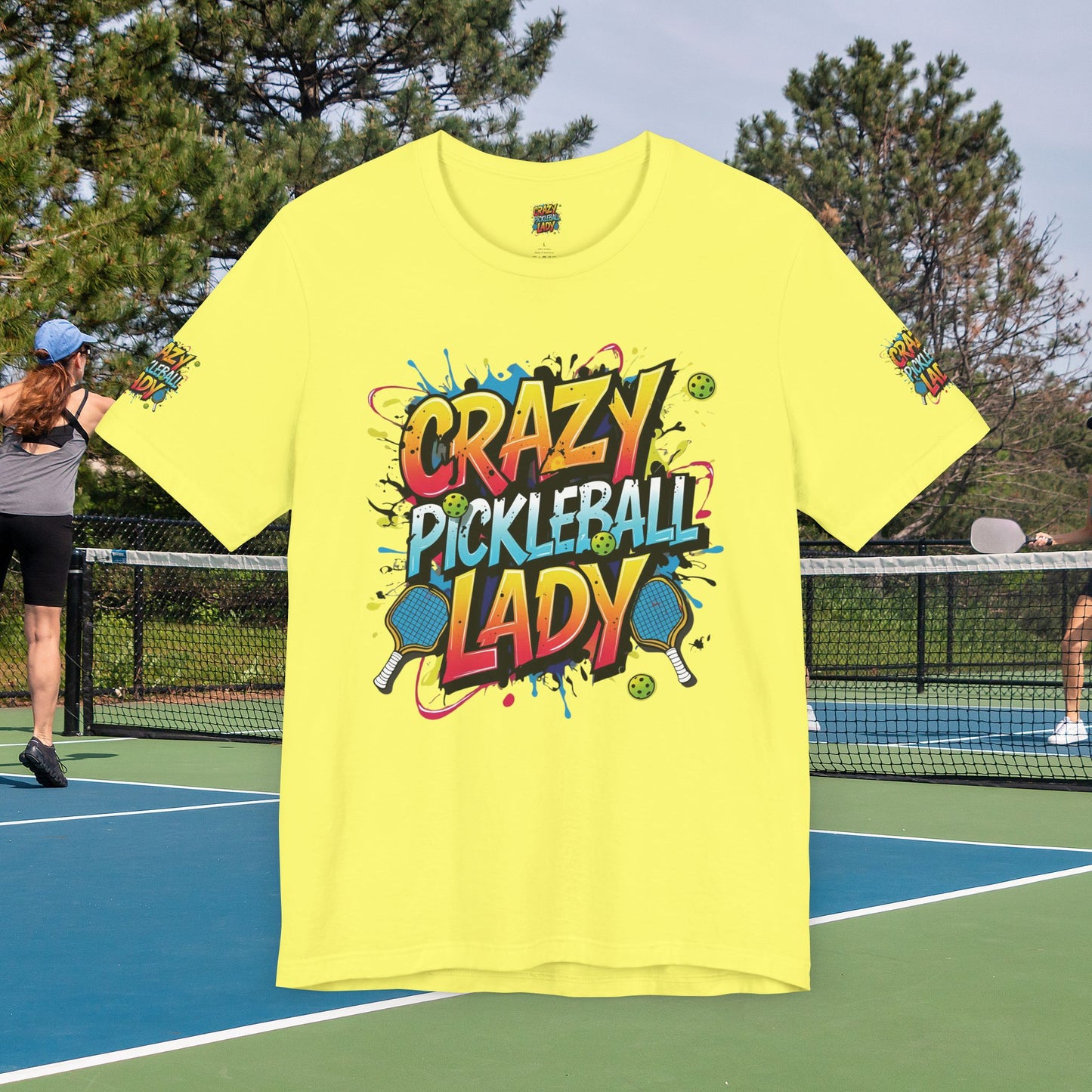 Eye-Catching Crazy Pickleball Lady T-Shirt - Fun Graphic Tee for Pickleball Enthusiasts Sizes XS-5XL